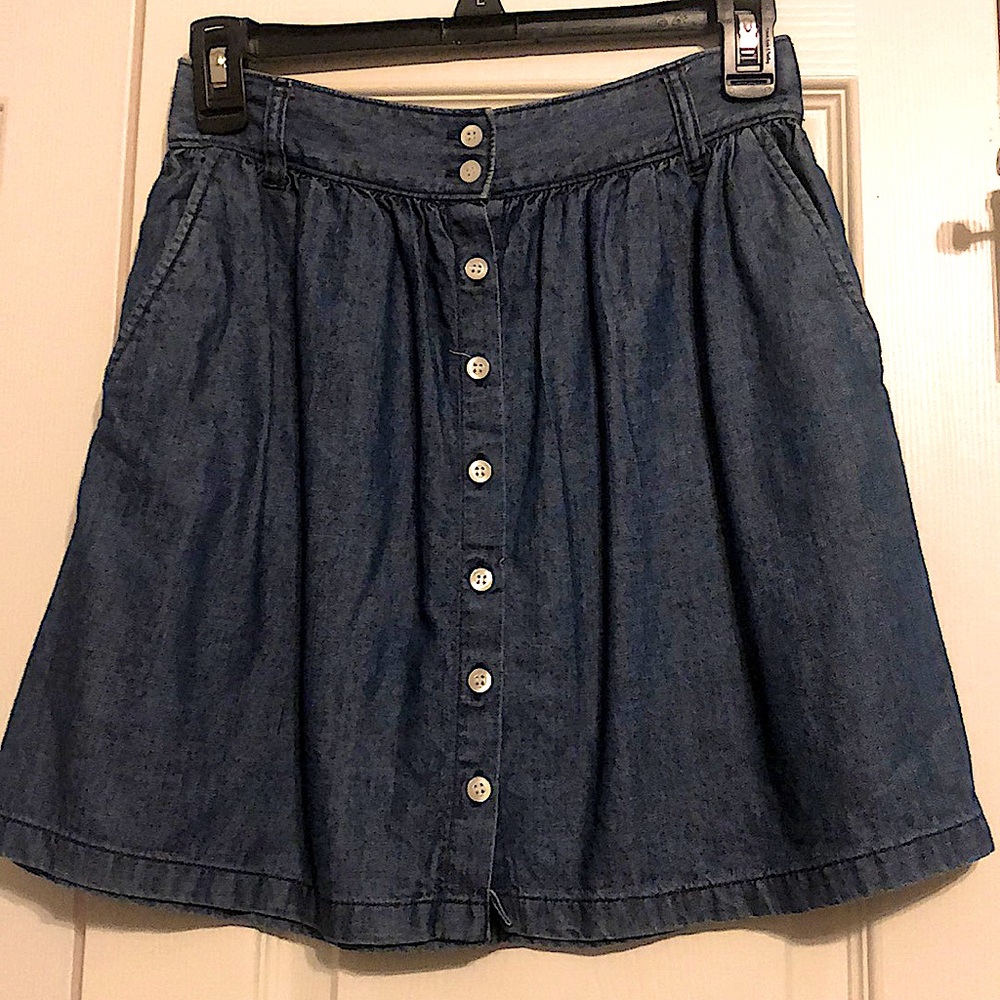 Denim button front skirt